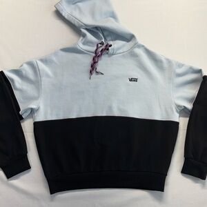 Vans Colorblock Hoodie | Blue Black Logo Embroidered Skate Streetwear | GUC